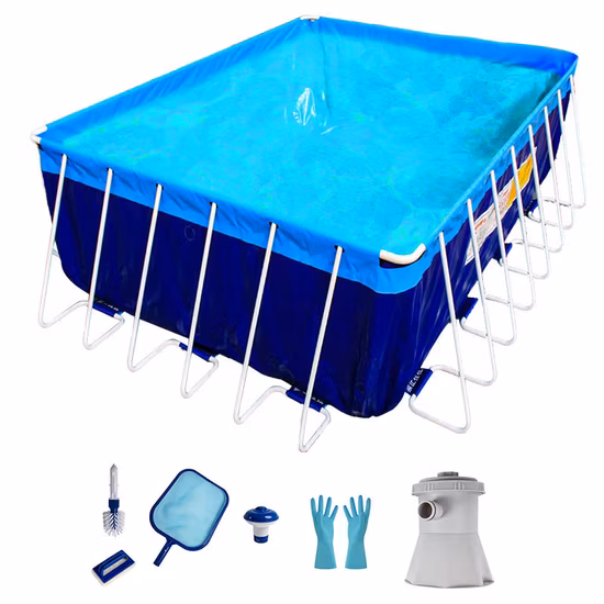 Piscina grande personalizada para família ao ar livre retangular de verão em PVC inflável
