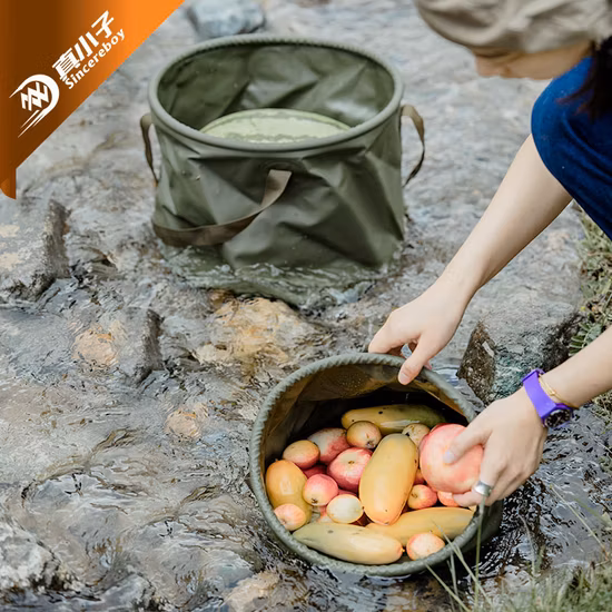 Lona de PVC 20L 500d à prova d'água acampamento pesca piquenique piquenique dobrável balde de água