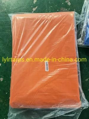 Lona de PVC laranja acabada com ilhós e cordas galvanizadas